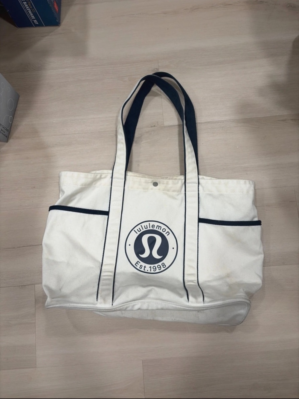 lululemon athletica White Canvas Tote with black Trim